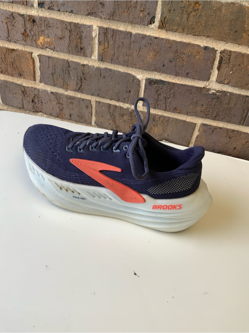 Brooks Women's Navy Running Shoe with Coral Accent